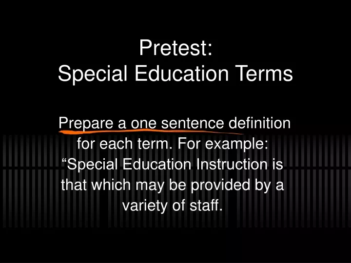 pretest special education terms