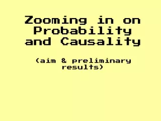Zooming in on Probability and Causality (aim &amp; preliminary results)