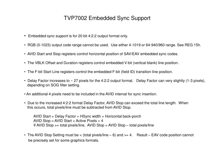 tvp7002 embedded sync support
