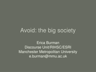 Avoid: the big society