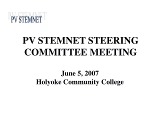 PV STEMNET STEERING COMMITTEE MEETING
