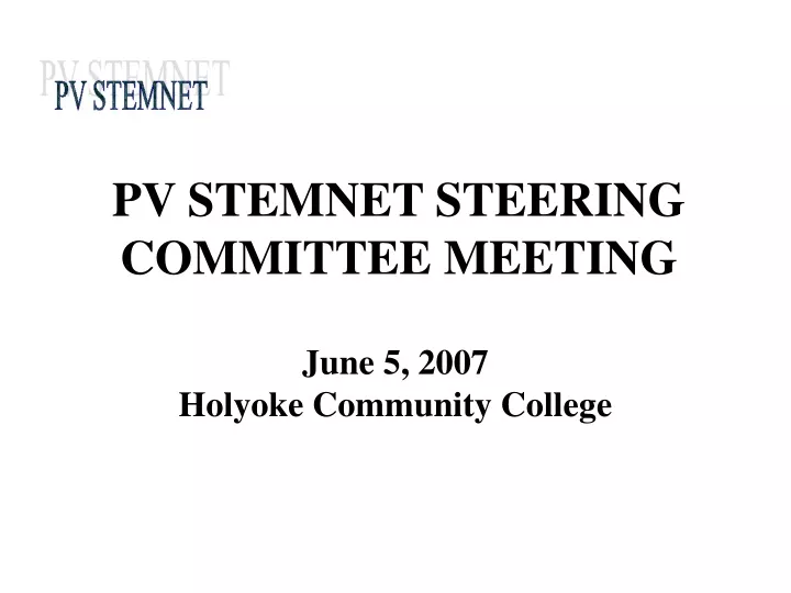 pv stemnet steering committee meeting