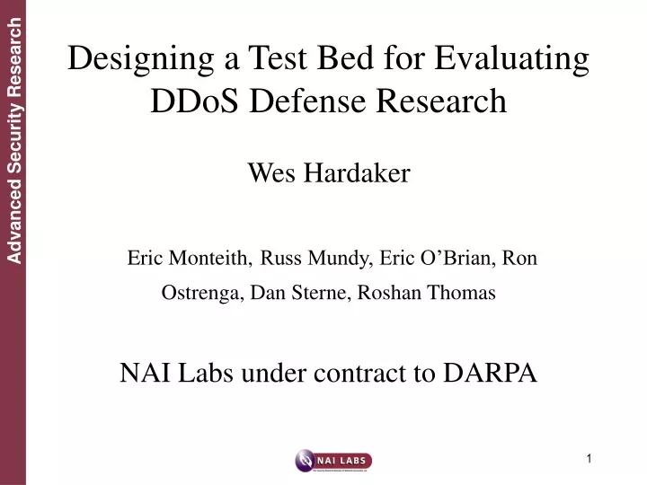 designing a test bed for evaluating ddos defense research