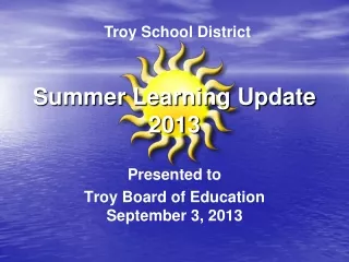 Summer Learning Update 2013