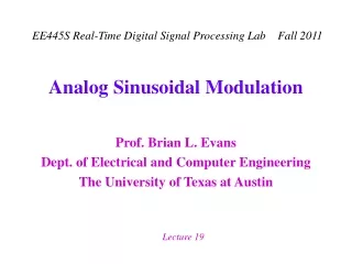 Analog Sinusoidal Modulation