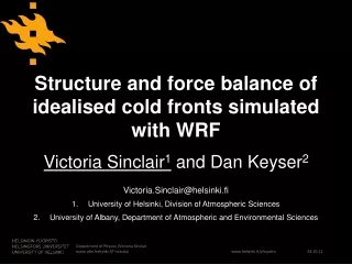 Structure and force balance of idealised cold fronts simulated with WRF