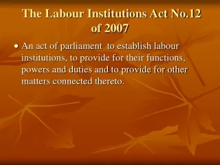The Labour Institutions Act No.12 of 2007