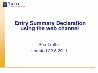 Entry Summary Declaration using the web channel