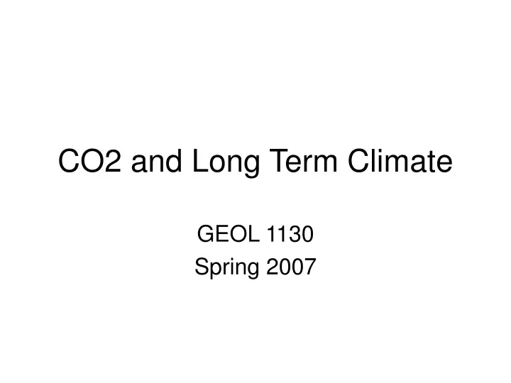 co2 and long term climate