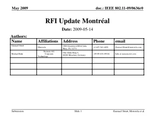 RFI Update Montréal