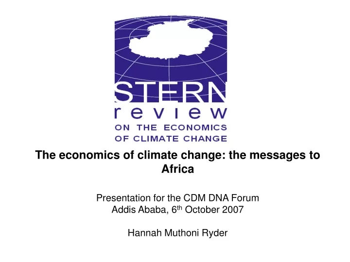 the economics of climate change the messages
