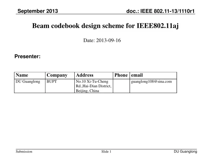beam codebook design scheme for ieee802 11aj