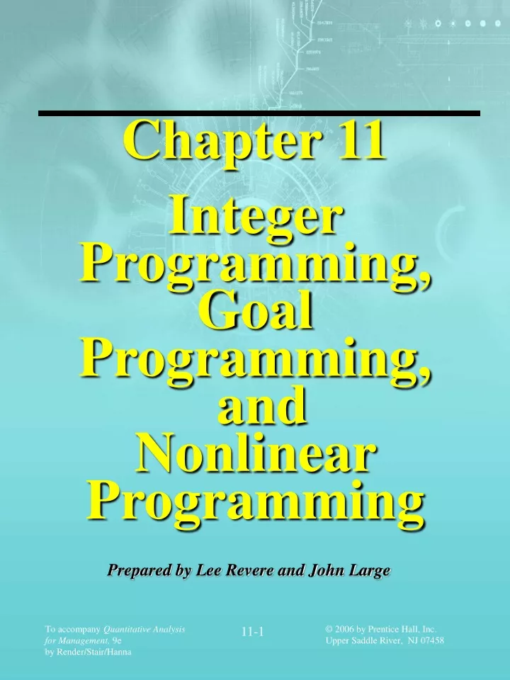 chapter 11 integer programming goal programming