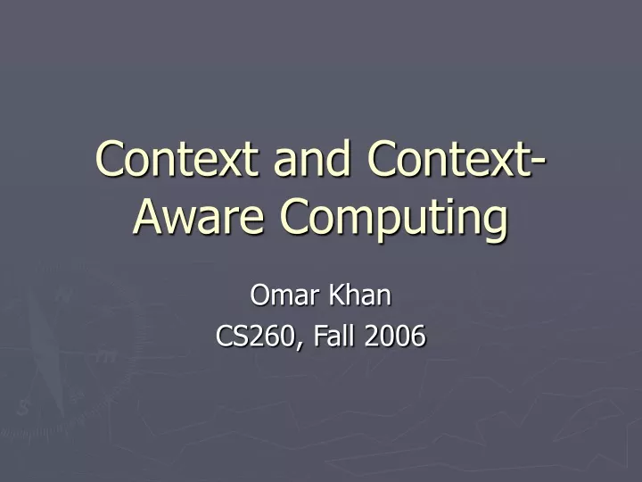 context and context aware computing