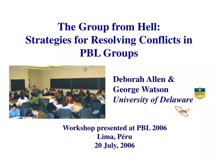 the group from hell strategies for resolving conflicts in pbl groups