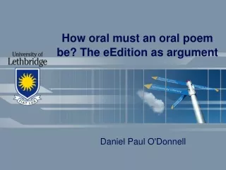 How oral must an oral poem be? The eEdition as argument
