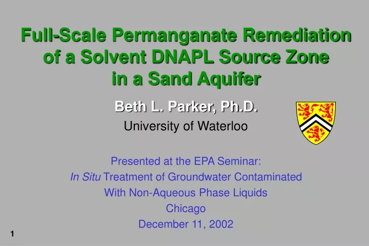 full scale permanganate remediation of a solvent dnapl source zone in a sand aquifer