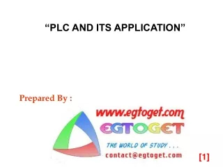 “PLC AND ITS APPLICATION”