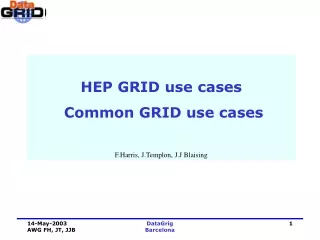 HEP GRID use cases  Common GRID use cases F.Harris, J.Templon, J.J Blaising