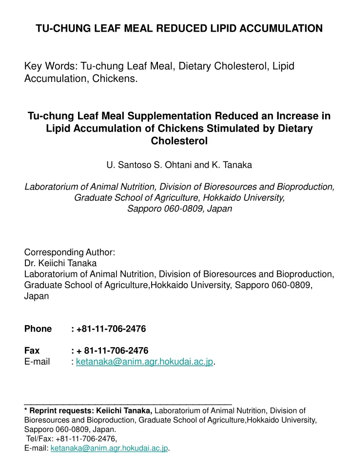 tu chung leaf meal reduced lipid accumulation