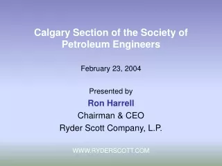 Calgary Section of the Society of Petroleum Engineers