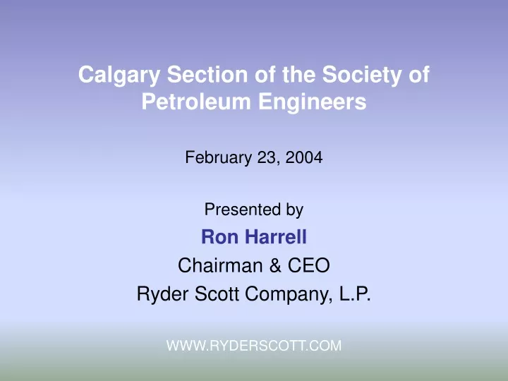 calgary section of the society of petroleum engineers