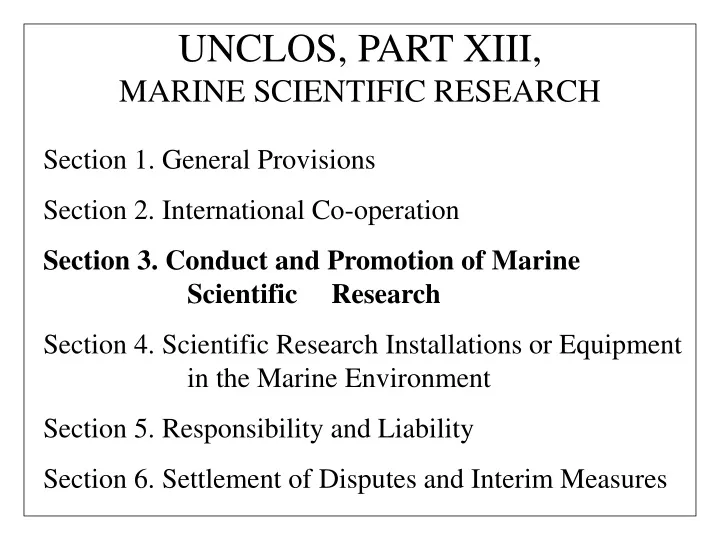unclos part xiii marine scientific research