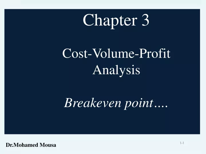 chapter 3 cost volume profit analysis breakeven point