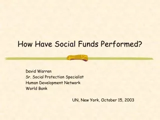 How Have Social Funds Performed?