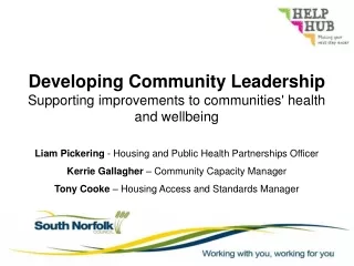 Developing Community Leadership  Supporting improvements to communities' health and wellbeing