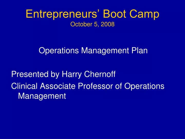 entrepreneurs boot camp october 5 2008