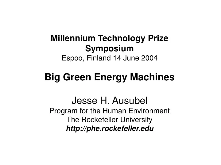 millennium technology prize symposium espoo