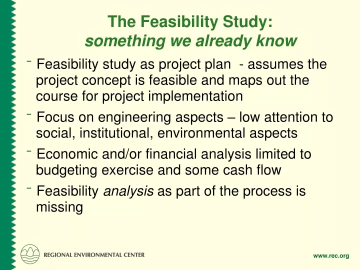 the feasibility study something we already know
