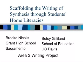 Scaffolding the Writing of Synthesis through Students’ Home Literacies