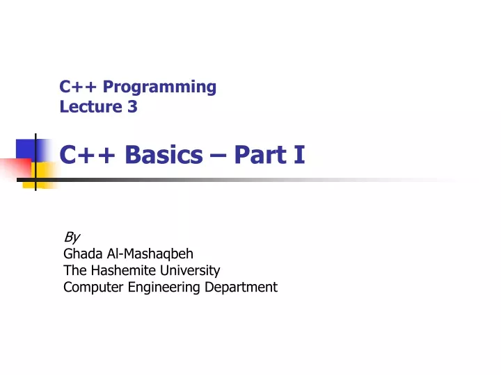 c programming lecture 3 c basics part i