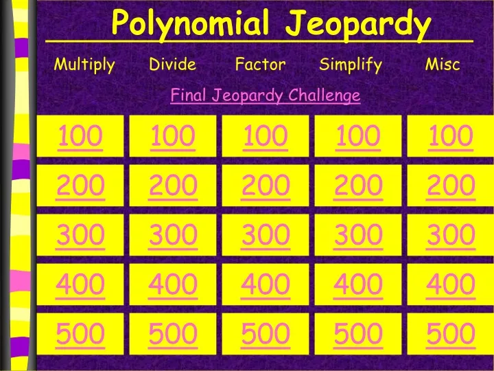 polynomial jeopardy