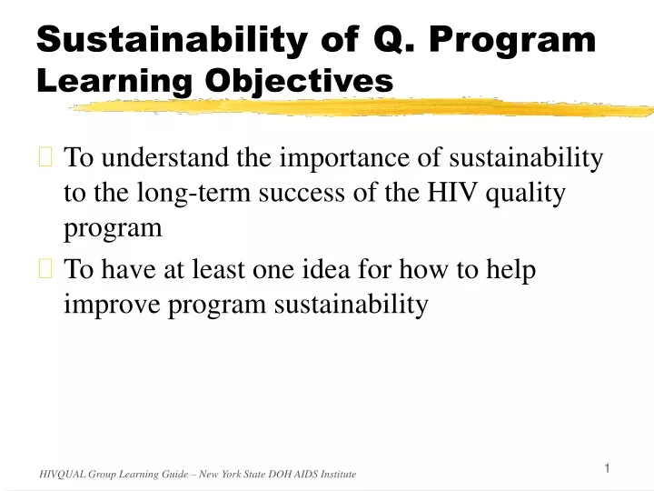 sustainability of q program learning objectives