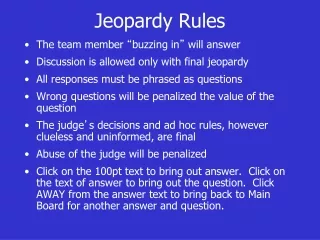 Jeopardy Rules