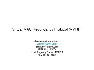 Virtual MAC Redundancy Protocol (VMRP)