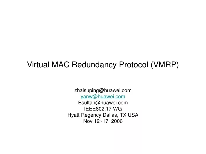 virtual mac redundancy protocol vmrp
