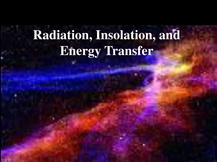radiation insolation and energy transfer