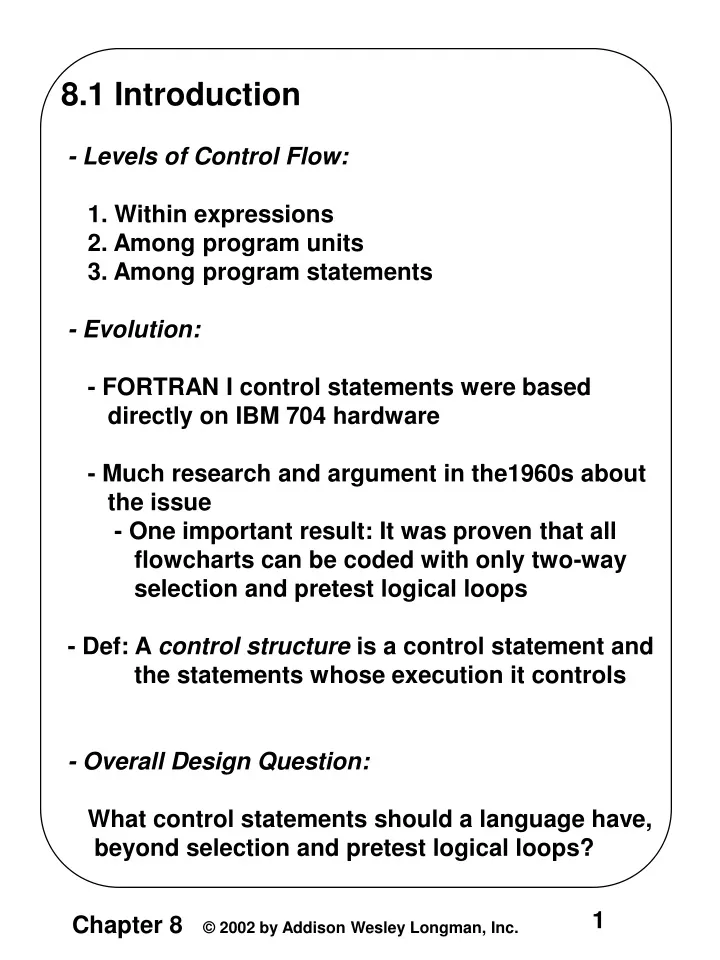 8 1 introduction levels of control flow 1 within