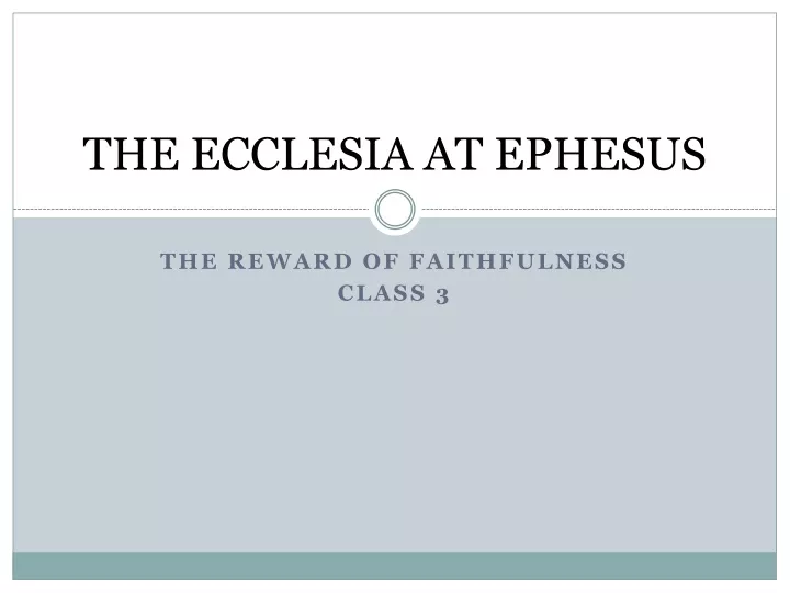 the ecclesia at ephesus