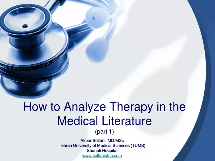 how to analyze therapy in the medical literature part 1