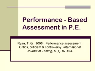 Performance - Based Assessment in P.E.