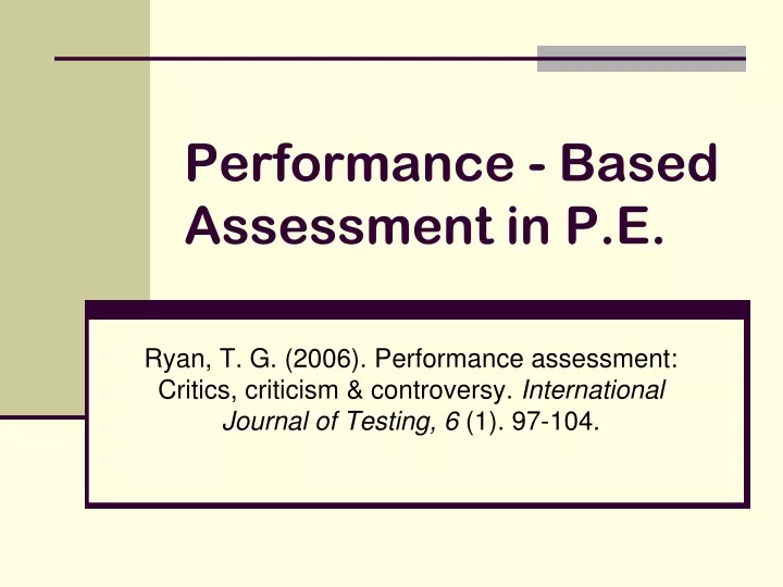 performance based assessment in p e