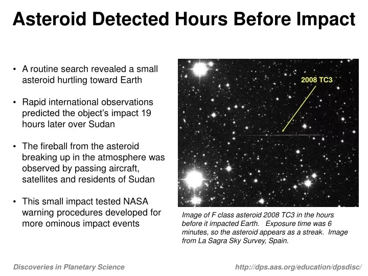 asteroid detected hours before impact