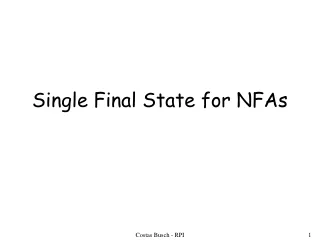 Single Final State for NFAs