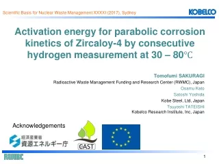 Tomofumi SAKURAGI Radioactive Waste Management Funding and Research Center (RWMC), Japan