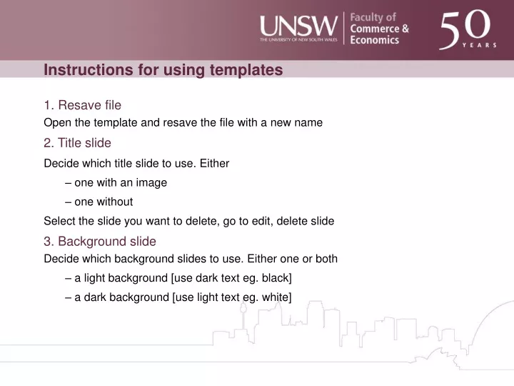 instructions for using templates